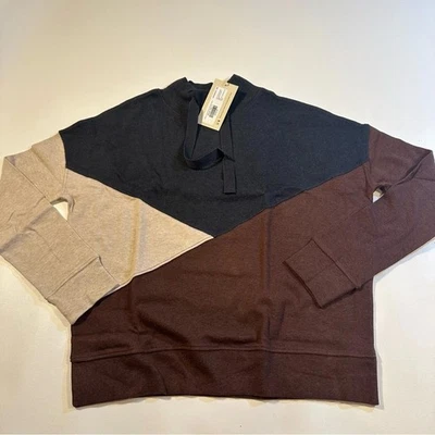 NWT Pact 100% Organic Cotton Airplane Color Block Small Sweatshirt - Mahogany - Image 1 of 4