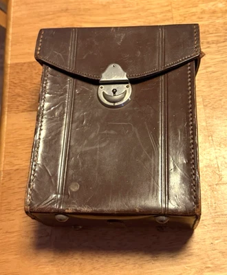 Estuche/bolso para cámara con forma de caja de cuero marrón oscuro vintage sin marca Foto 1 de 4
