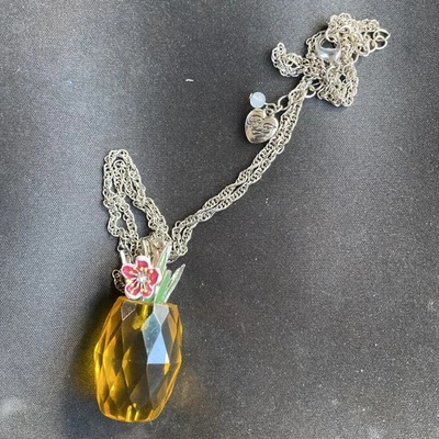 Betsey Johnson necklace Tropical Punch pineapple yellow w/ charms signed - Image 1 of 4