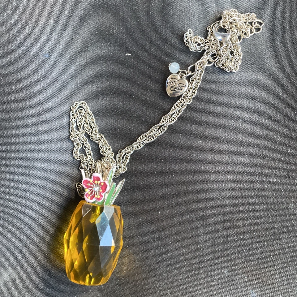 Collar Betsey Johnson Tropical Punch Piña Amarillo con Dijes Firmado Foto 1 de 4