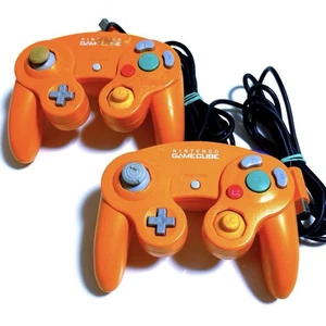 Nintendo Game Cube Controller Lot Of 2 Orange For Parts Junk Japan - Picture 1 of 2