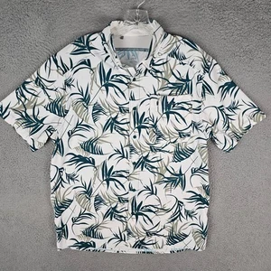 Under Armour Dockside Shirt Mens L White Green Leaf Print Short Sleeve 1376577 - Picture 1 of 10