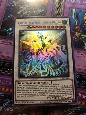 Yu-Gi-Oh! 1st Edition Ghost Rare Crystal Clear Wing Synchro Dragon LED8-EN005  - Image 1 of 4