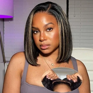 Highlight Glueless Wig Human Hair Pre Plucked Pre Cut P1b/27 5x5 HD Lace Clos... - Picture 1 of 6