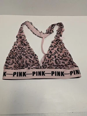 Victoria Secret Pink Size Large Pink Lace Cheetah Print T Back Bralette - Image 1 of 4