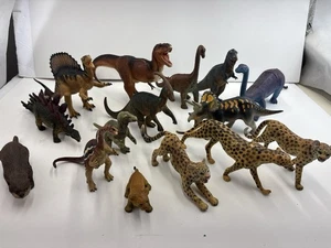 Lot of 15 Plastic Dinosaur and Animal Figures Cheetah Ottor Lion  - Picture 1 of 8