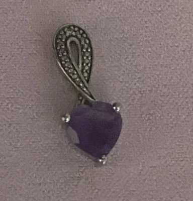 Kay Jeweler’s Amethyst & Diamond SS Heart Pendant  - Image 1 of 2