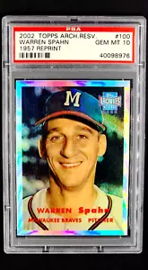 2002 Topps Archive Reserve 1957 Refractor #100 Warren Spahn HOF PSA 10 POP 1 - Picture 1 of 11