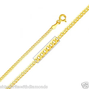 Catena cubana in oro giallo massiccio 14 kt 2,2 mm 16 18 20 22 24 26 pollici - Foto 1 di 1