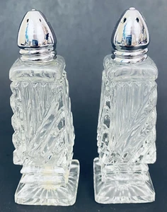 Vintage TILSO Japan Glass Salt and Pepper Shakers 4.25" tall NICE! - Picture 1 of 9