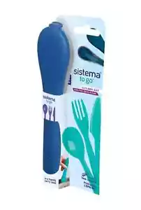 Sistema Cutlery Set /Travel Cutlery Set with Knife, Fork & Spoon / Navy Blue - Picture 1 of 4