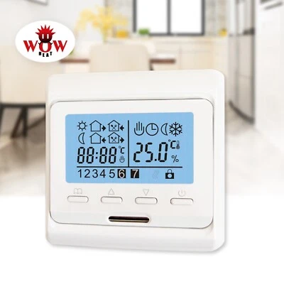 WOW HEAT Programmierbarer Touchscreen Thermostat für Fußbodenheizung Weiß - Bild 1 von 4