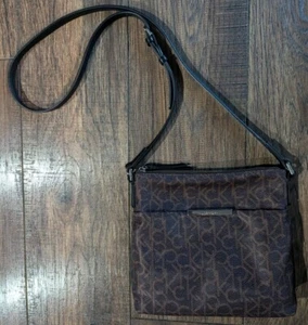 Calvin Klein Black & Brown Small Casual Crossbody Bag Adjustable w/ Snap Pockets - Picture 1 of 11