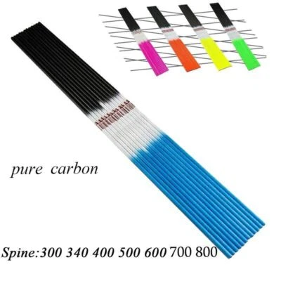Archery 12pcs Pure Carbon Arrow Shaft Spine300 340 400 500 600 700 800 30/32inch - Image 1 of 4