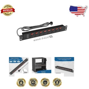 1U PDU Power Strip with 8 Outlets and Surge Protection - Ideal for Server Racks - Picture 1 of 9