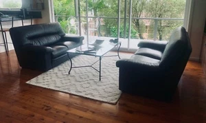 black leather sofas from king furniture. Perfect condition - Picture 1 of 4