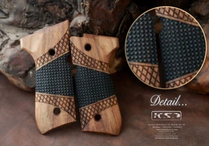 KSD Brand Beretta 92FS, 92A1, 92G, 92D, 96, M9 Compatible Walnut Grips Dotted - Picture 1 of 1