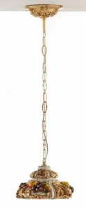 LAMPADARIO SOSPENSIONE IN CERAMICA CON FRUTTA PICCOLO AVORIO E ORO 1 LUCE - Imagen 1 de 1