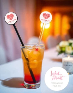 Bomboniera matrimonio PERSONALIZZATA fidanzamento trasparente cocktail agitatori swizzle confezione da 12 - Foto 1 di 3