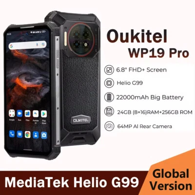 Global Oukitel WP19 Pro Rugged Phone Night Vision 22000mAh 24GB+256GB 64MP 120Hz - Image 1 of 4