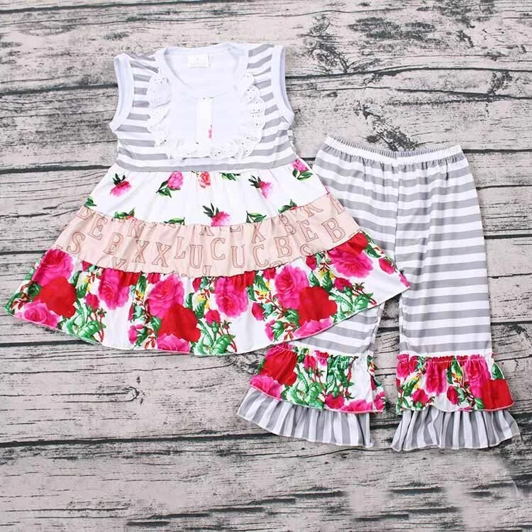 NUEVO Conjunto de conjunto de vestido túnica y leggings con volantes para niñas boutique Foto 1 de 1