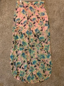 Lush Chiffon Maxi Skirt - Floral - Sheer Womens L - Picture 1 of 3
