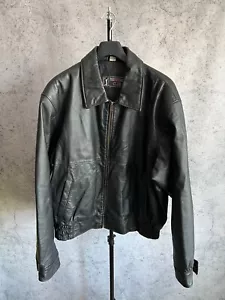 Chaqueta de cuero real vintage Partners Club años 90 cremallera completa estilo ciclista para hombre talla XL - Imagen 1 de 22