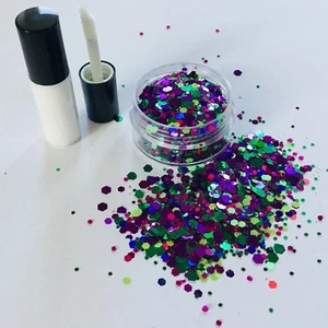 FESTIVAL FACE/BODY/HAIR KIT-4ml GLUE HOLOGRAPHIC MERMAID JEWEL GLITTER MIX 10g - Picture 1 of 1