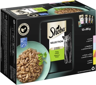 12x85g Sheba Katzenfutter Nassfutter Portionsbeutel Sauce Feine Vielfalt  - Bild 1 von 4