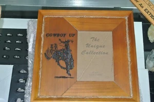 Cowboy Up Picture Frame ...SHELF OR WALL MOUNT WOOD FRAME HOLDS 4"X6" PICTURE - Picture 1 of 5