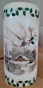 Decoupage Hand Decorated Christmas Pillar Candle Gift - Picture 1 of 3