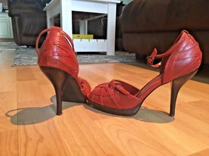 DIBA Brown Leather High Heel Open Toe Strappy Sandals, Size 8, EUC! - Picture 1 of 5