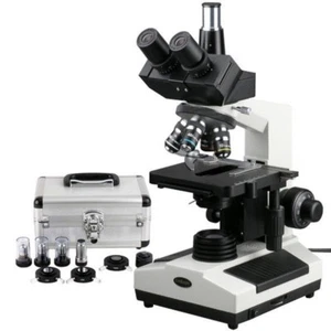 Microscopio compuesto trinocular veterinario de contraste de fase AmScope 40X-1600X - Imagen 1 de 8