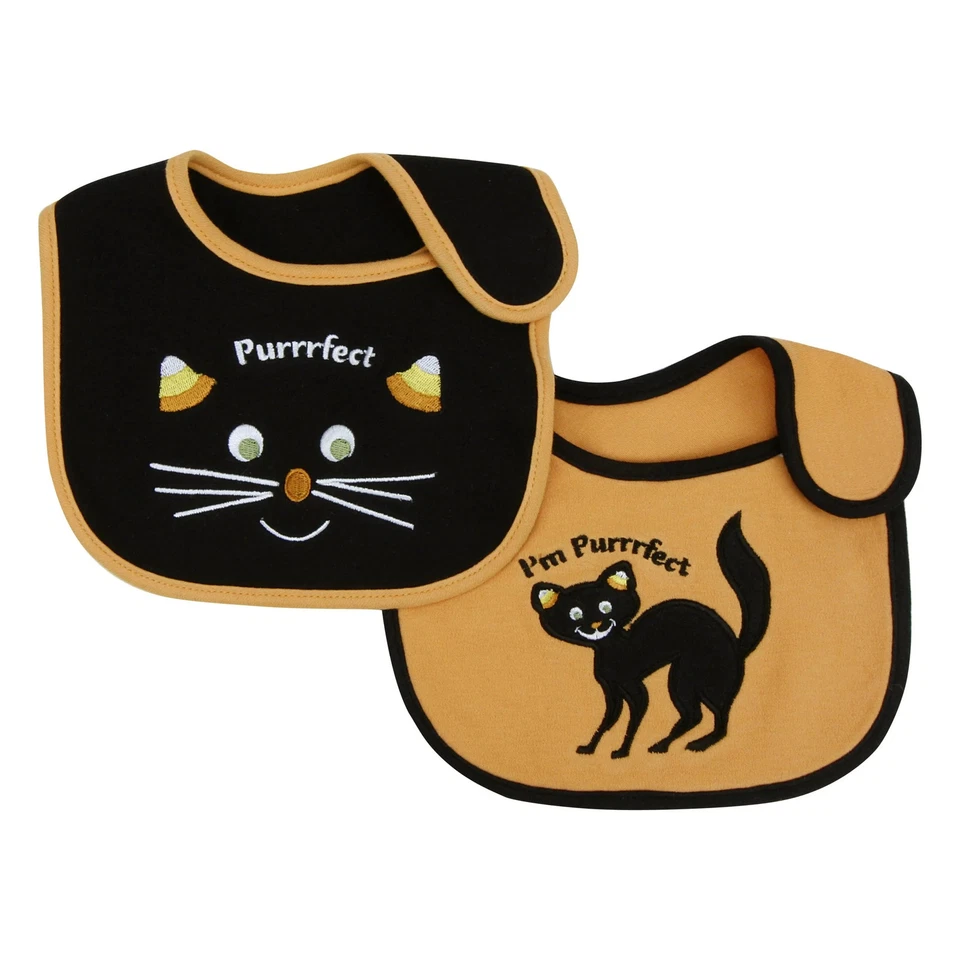 Trend Lab Halloween 2 Piece Bib Set for Baby Purrrfect Cat Foto 1 de 1