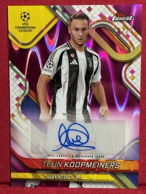 2024-25 Topps Finest UEFA Pink Wave Refractor Auto /75 Teun Koopmeiners MINT! - Image 1 of 2