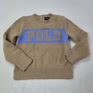 Suéter Ralph Lauren Niñas 6 Beige Azul POLO Tejido Hechizo Cuello Redondo Manga Larga - Imagen 1 de 9