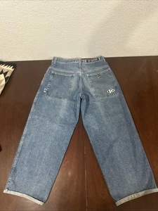 VTG Y2K  Iz It U? Made In USA Black Denim Jeans Wide Leg Baggy Skater 34X29 - Picture 1 of 18