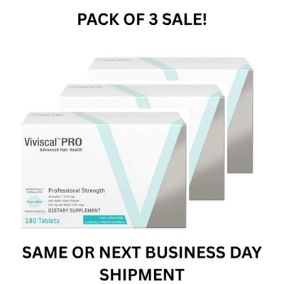 3-PACK VIVISCAL PRO - Professional Hair Growth Supplement 180 Tablets, Exp 2027 - Image 1 of 3