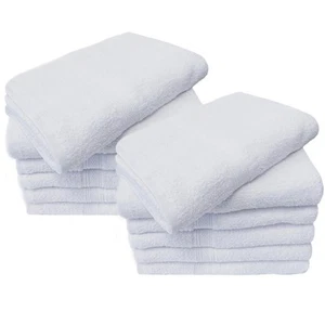 Towels N More 12 Pack White Soft 100% Cotton Loop 15X25 Basic Hand Towels- Gym - Picture 1 of 7