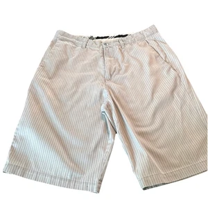 Men's Volcom walk casual shorts pin stripe stone khaki surf skate brand Sz 34 - Picture 1 of 5