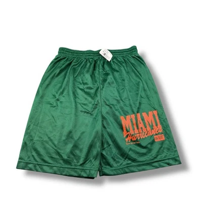NWT VTG 1995 Sports Line Miami Hurricanes Nylon Mesh Shorts USA Made Sz Small - Image 1 of 4