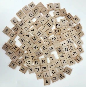 100 Scrabble Wood Letter Tiles Complete Set Wooden Original Great for Crafting - Picture 1 of 3
