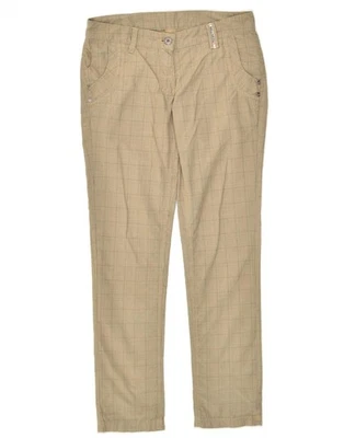 THINK PINK Damen Slim Freizeit Hose UK 6 XS W30 L30 Khaki Kariert VN11 - Bild 1 von 3