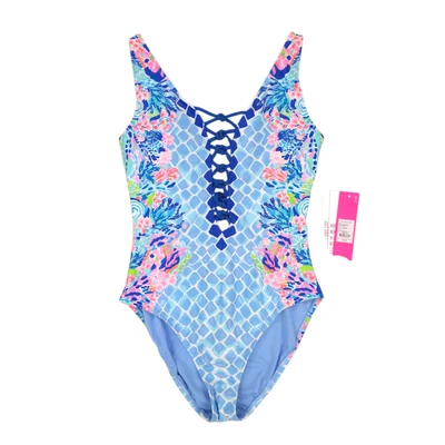 Lilly Pulitzer Isle Lattice One Piece Swimsuit Womens 6 Hidden Treasure NEW - Image 1 of 4