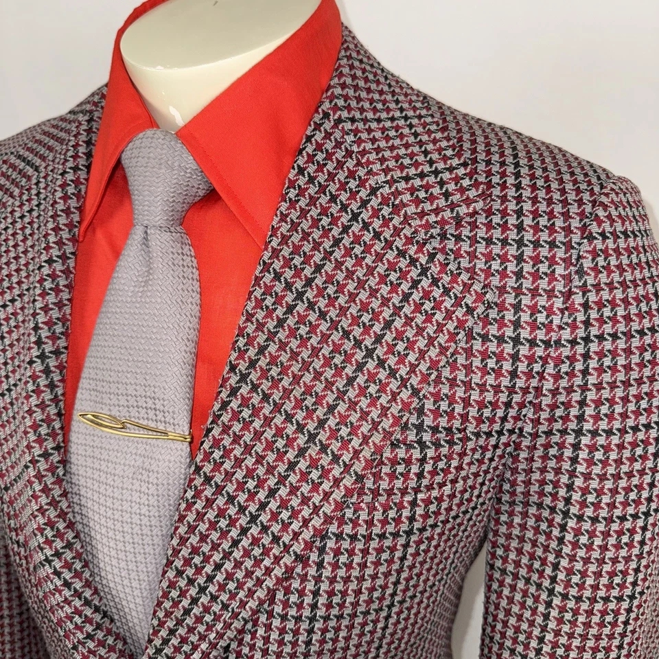 Vtg 60s 70s Jacket Blazer Sport Coat Leisure Suit Disco Polyester Atomic Men 38 - Image 1 of 4