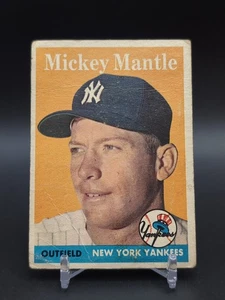 1958 Topps #150 Mickey Mantle New York Yankees Salón de la fama - Imagen 1 de 2