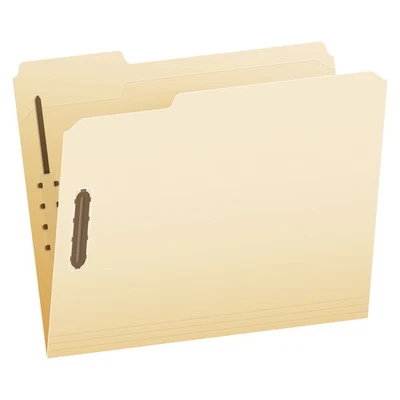 Fastener Folders, 2 Fasteners, Letter Size, Manila, 1/3 Cut Tabs, in Left, Ri... - Image 1 of 4