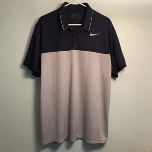 Nike Hombre XXL Golf Polo Camiseta Dri Fit Bloque de Color Azul Marino Gris Manga Corta - Imagen 1 de 6