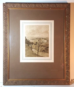 FAB! FRANZÖSISCHE EDGAR DEGAS 1864 RADIERUNG PAYSAGE de L'ORNE NORMANDIE LANDSCHAFT GERAHMT - Bild 1 von 8