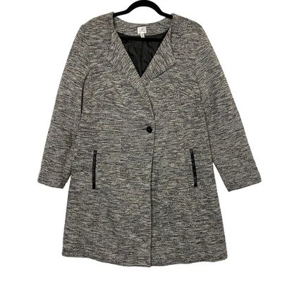 Dressbarn серый черный одна кнопка платье пальто размер 1 X - Изображение 1 из 4